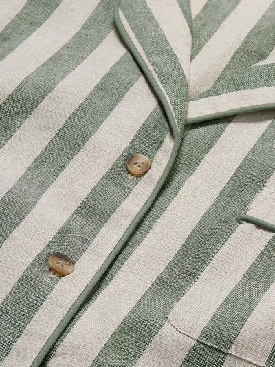 Fern Green Pembroke Stripe Linen Blend Pajama Set