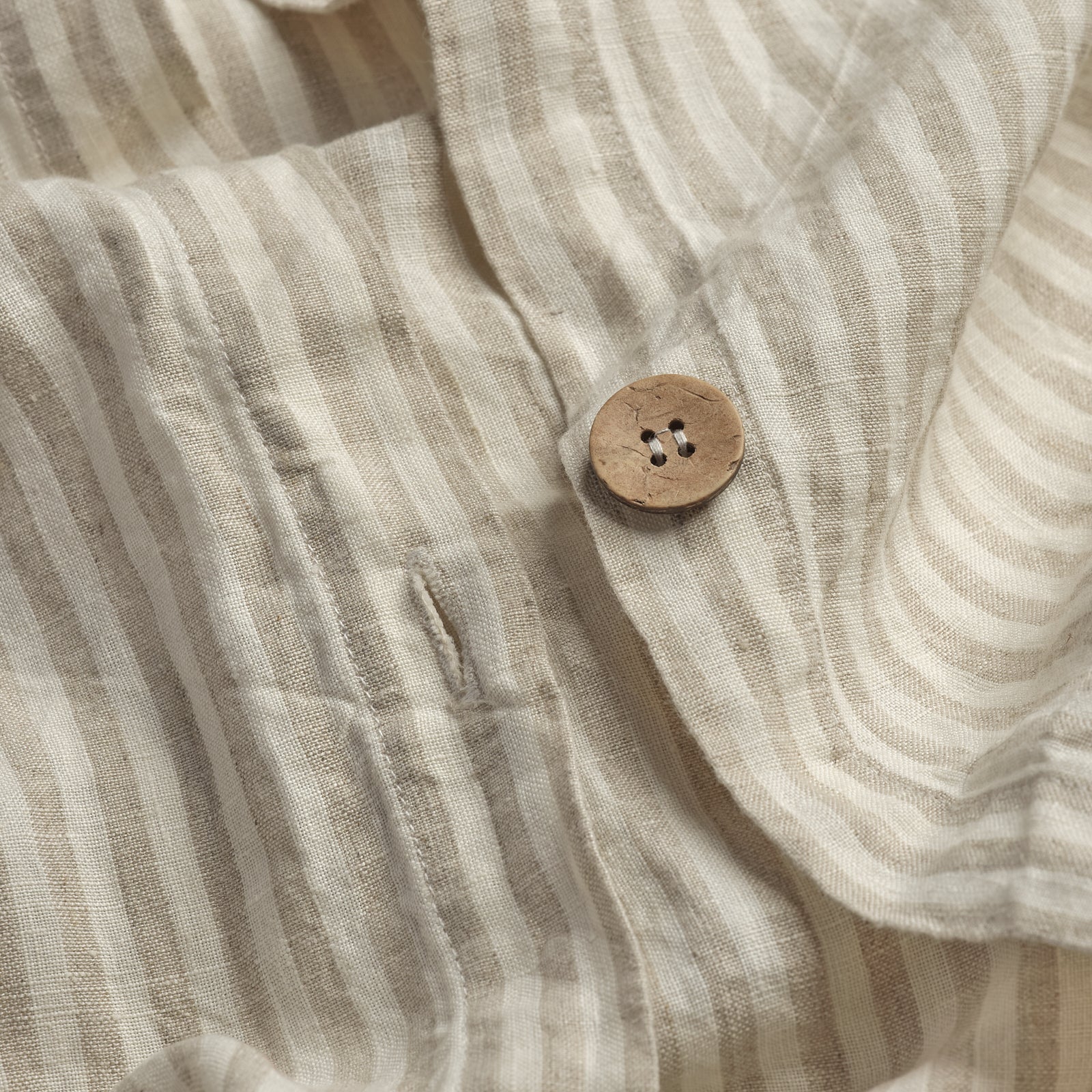 Oatmeal Stripe 100% Linen Duvet Cover - Piglet in Bed US