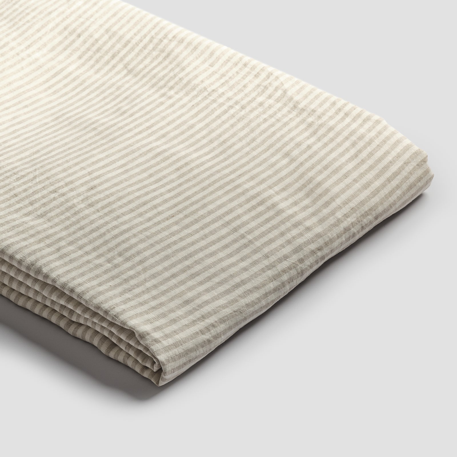 Oatmeal Stripe 100% Linen Duvet Cover - Piglet in Bed US