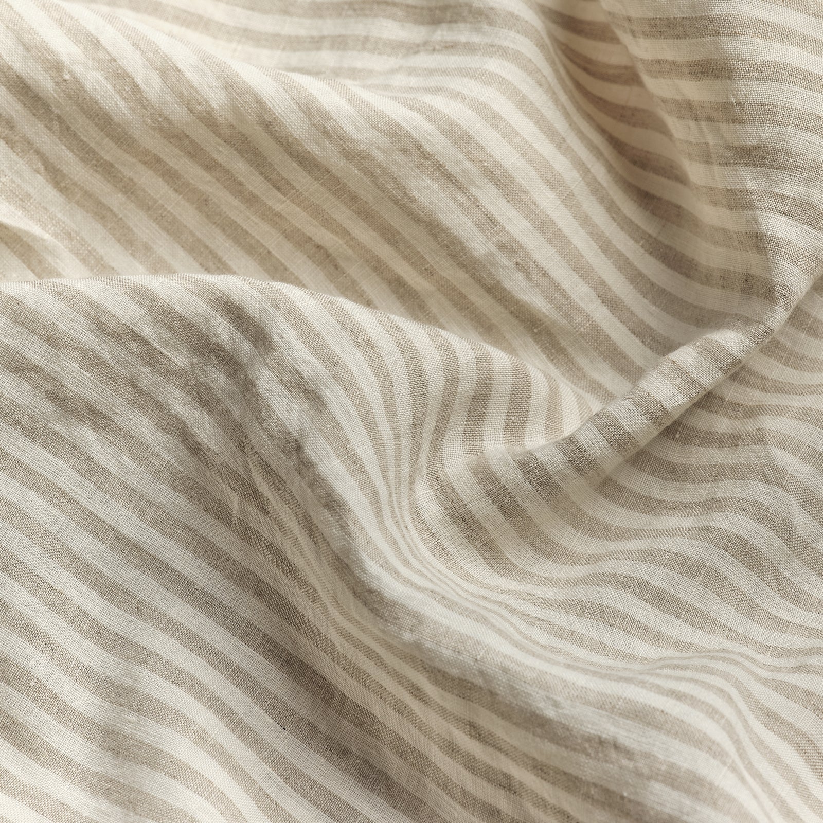 Oatmeal Stripe 100% Linen Duvet Cover - Piglet in Bed US
