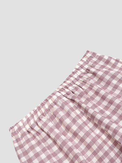 Elderberry Gingham Linen Women's Pajama Shorts