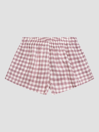 Elderberry Gingham Linen Women's Pajama Shorts