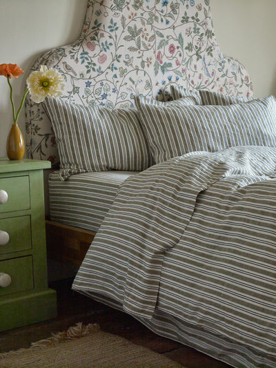 Thyme Somerley Stripe Linen Blend Duvet Cover
