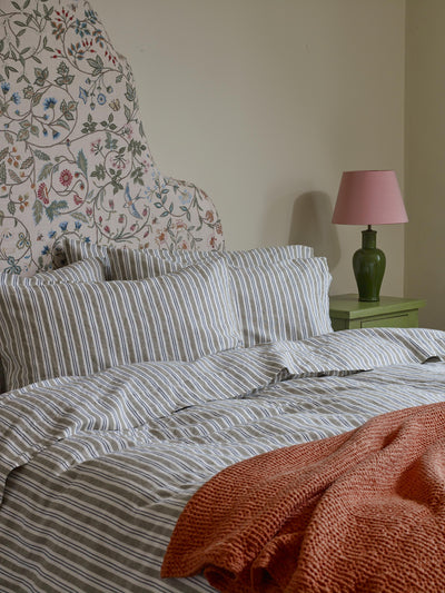 Thyme Somerley Stripe Linen Blend Flat Sheet