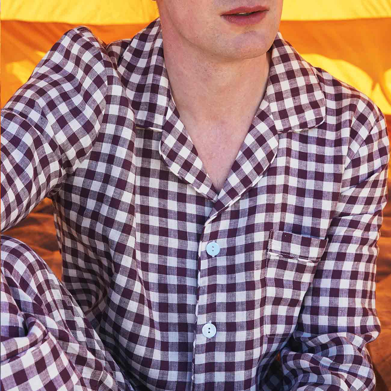 Men's Berry Gingham Pajama Shirt