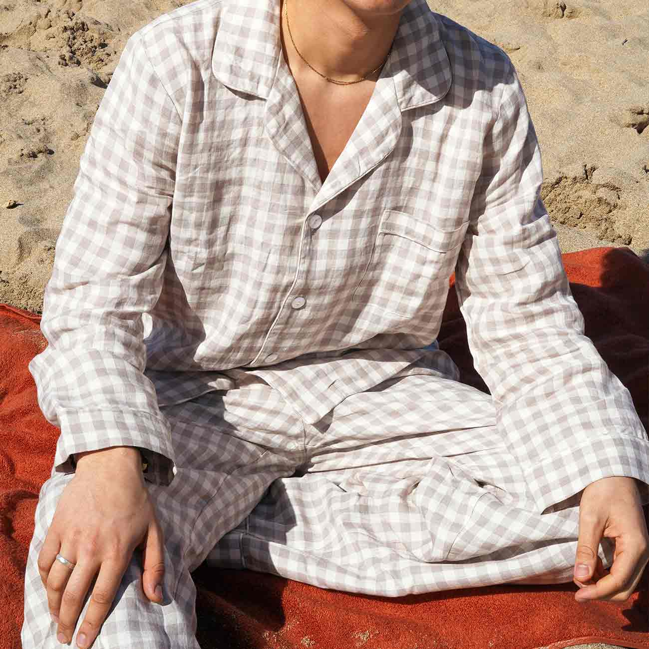 Men's Mushroom Gingham Pajama Pants Set