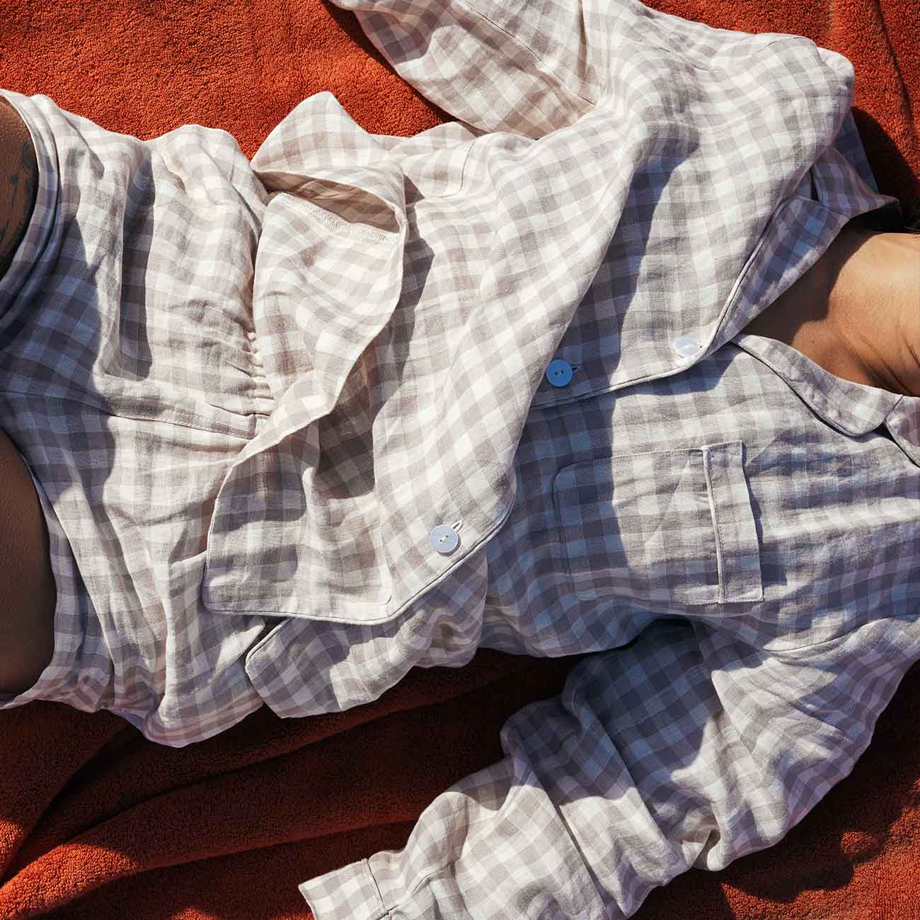 Mushroom Gingham Pajama Shorts Set