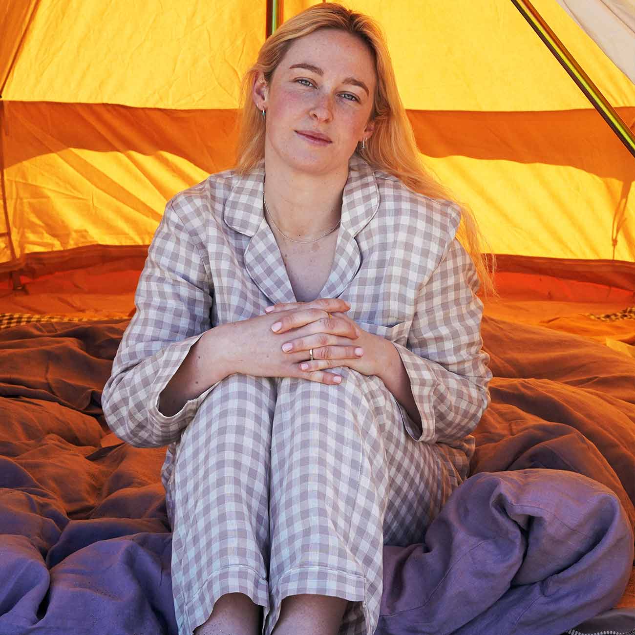 Mushroom Gingham Pajama Pants Set
