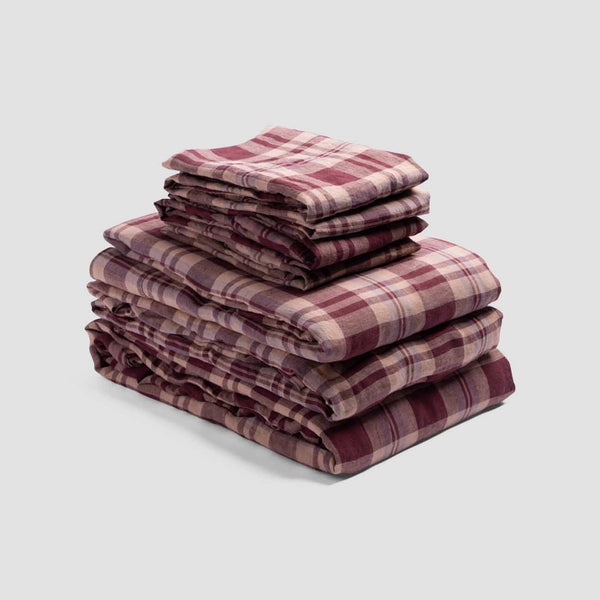 Berry Plaid Linen Bundle