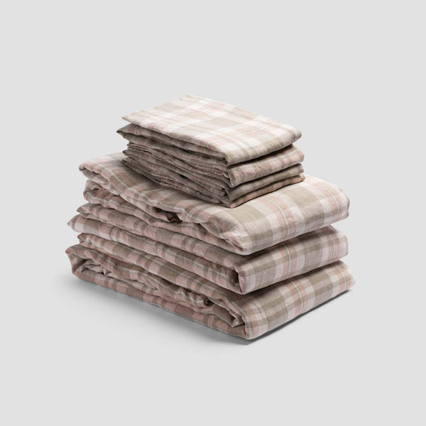 Taupe Plaid Linen Bundle