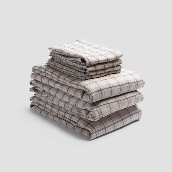 Natural Plaid Linen Bundle