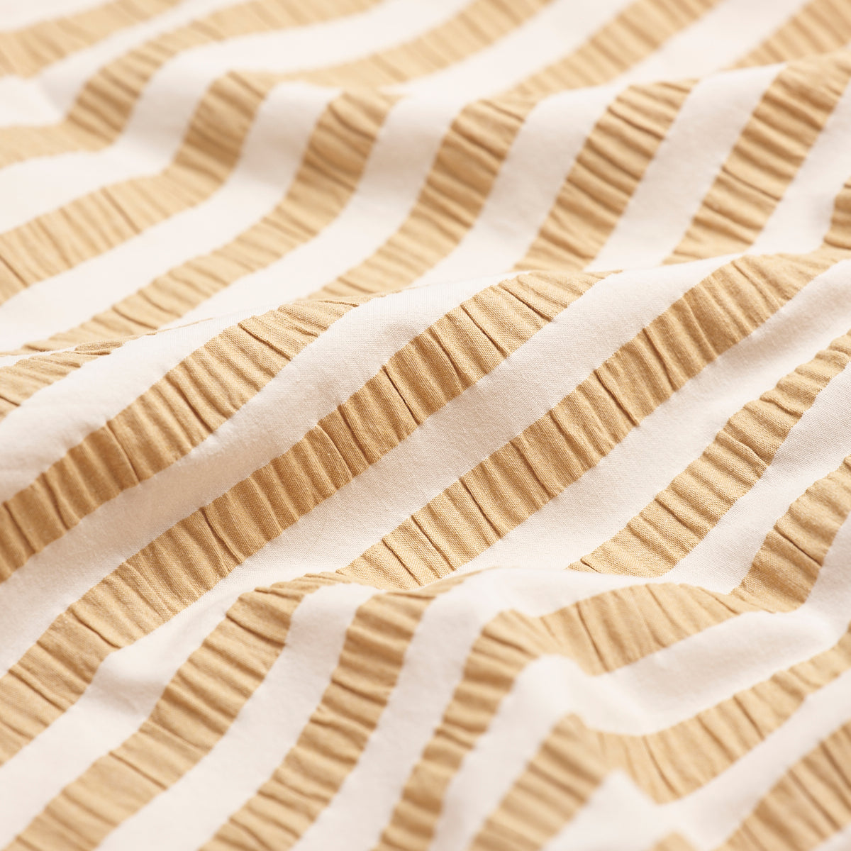 Ochre Seersucker Stripe Cotton Duvet Cover Detail