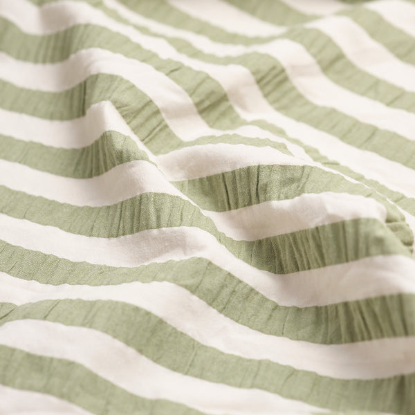 Pear Seersucker Stripe Cotton Detail