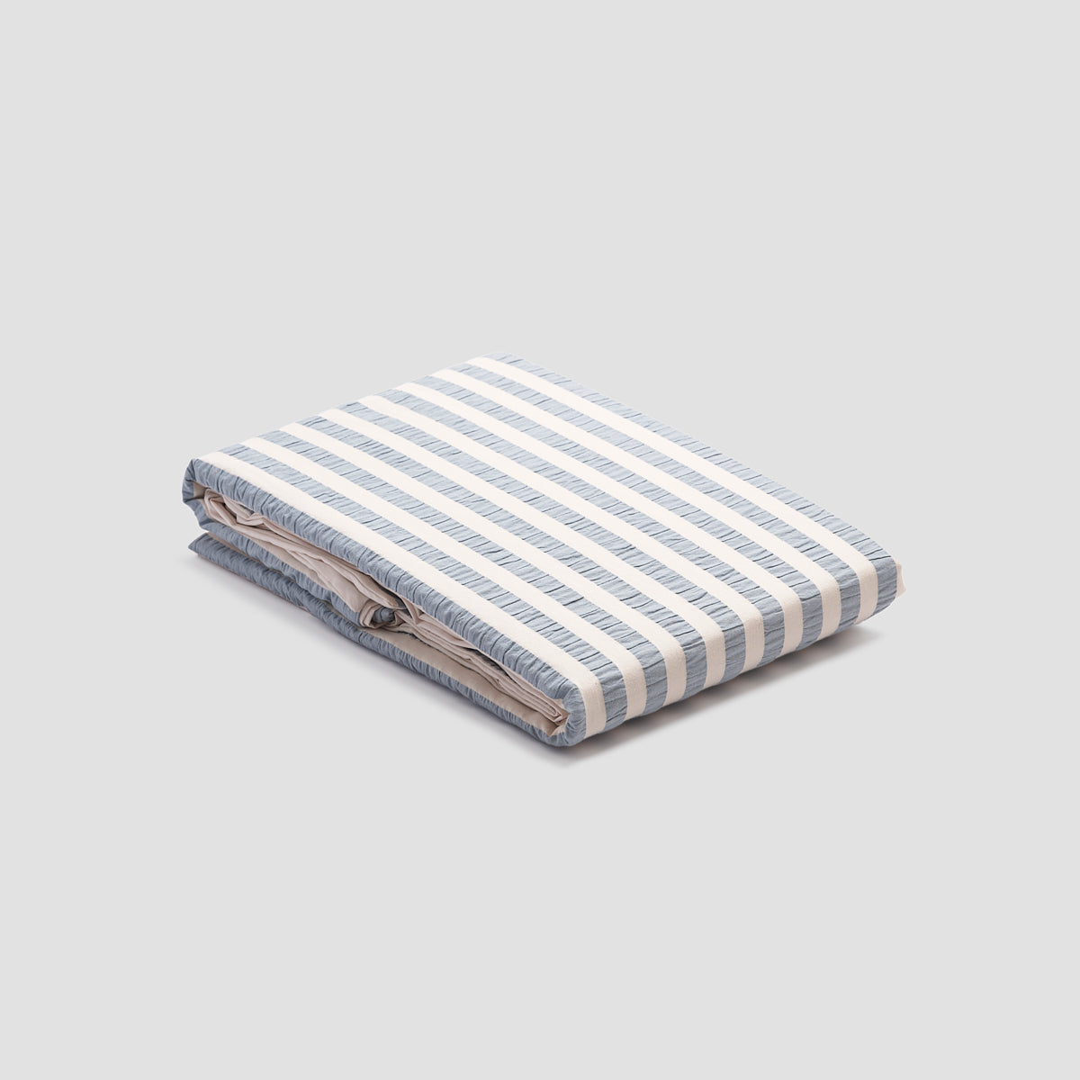 Warm Blue Seersucker Stripe Cotton Duvet Cover