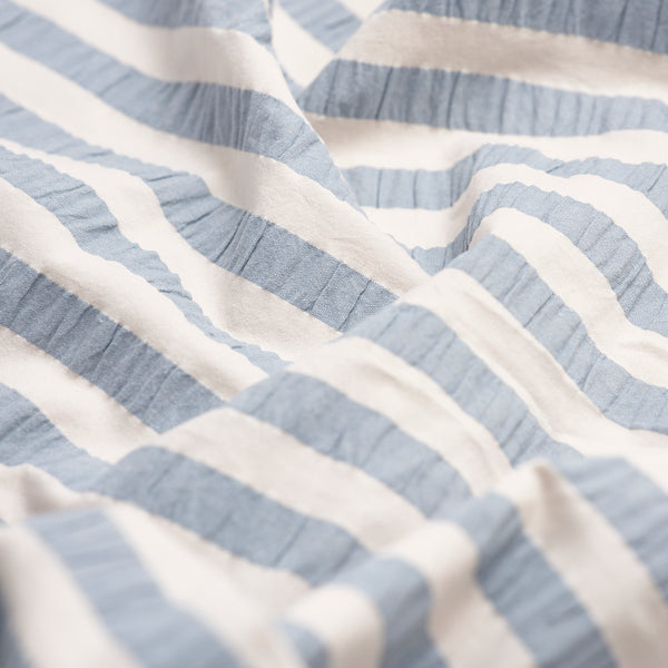 Warm Blue Seersucker Stripe Cotton Detail