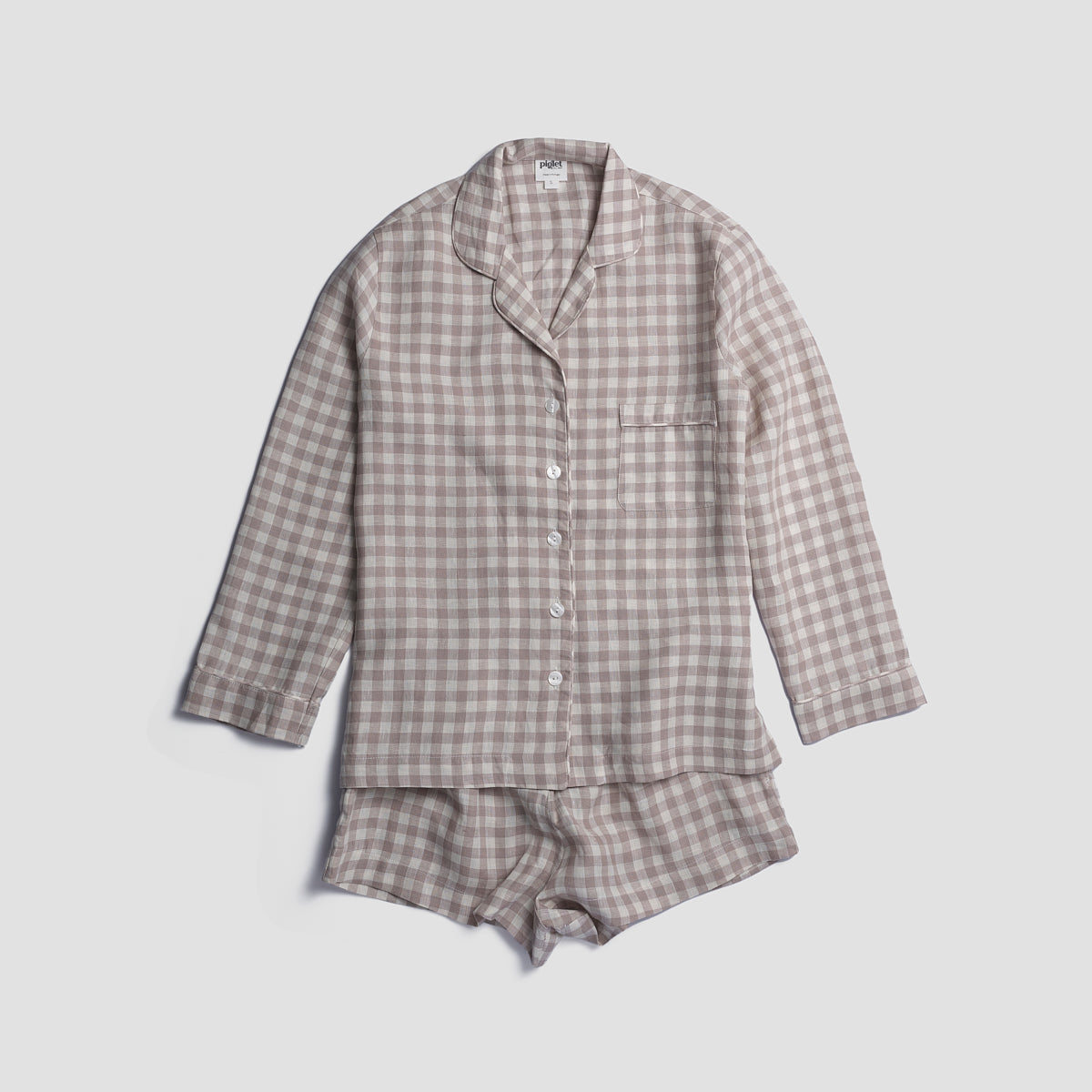 Mushroom Gingham Pajama Shorts Set