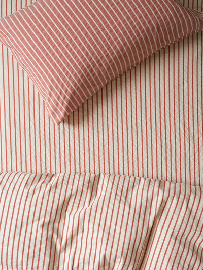 Auburn Red Texture Stripe Cotton Kids Fitted Sheet