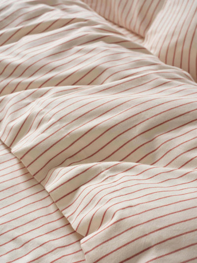 Red Clayton Stripe Flannel Cotton Flat Sheet