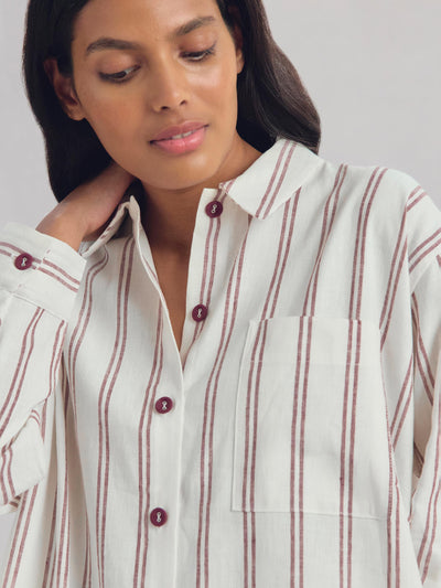 Rhubarb Kemptown Stripe Linen Blend Nightshirt