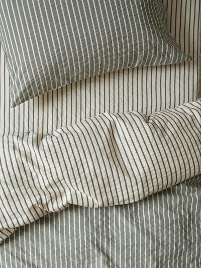 Spruce Green Texture Stripe Cotton Kids Bedding Set