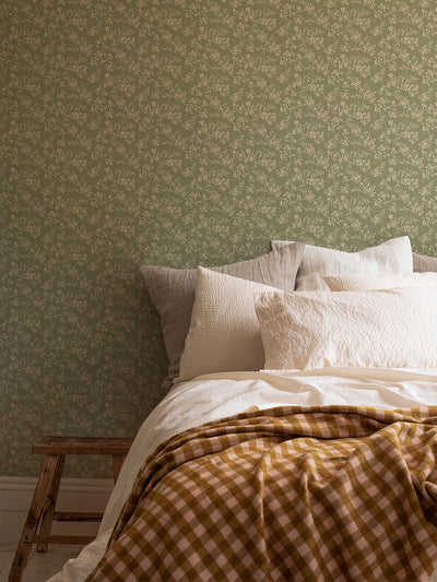 Sage Camille Floral Wallpaper
