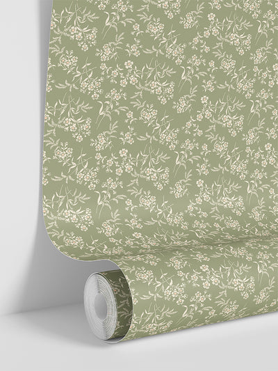 Sage Camille Floral Wallpaper