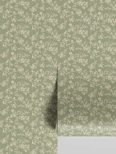 Sage Camille Floral Wallpaper