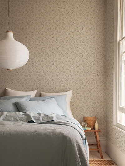 Cream Spring Sprig Wallpaper