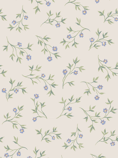 Cream Spring Sprig Wallpaper