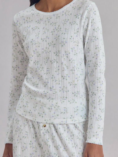 Spring Sprig Pointelle Long Sleeve Top
