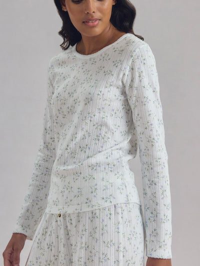 Spring Sprig Pointelle Long Sleeve Top