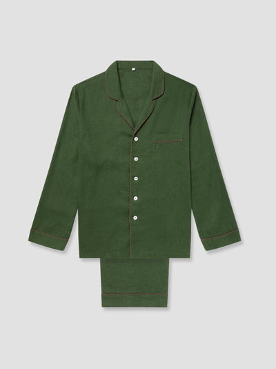 Men's Fern Green Linen Pajama Set