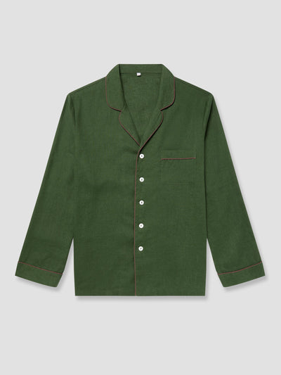 Fern Green Linen Tencel Men's Pajama Shirt