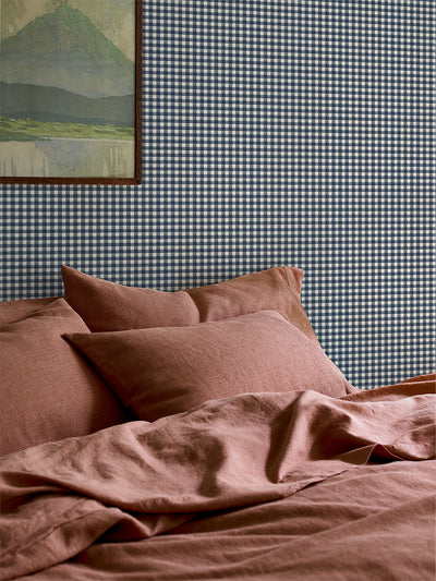 Titan Blue Gingham Wallpaper