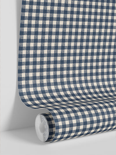 Titan Blue Gingham Wallpaper