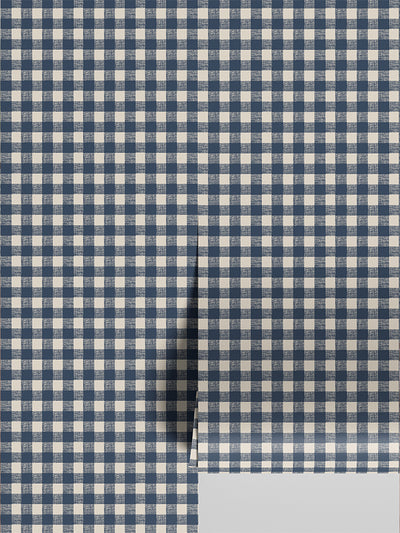Titan Blue Gingham Wallpaper