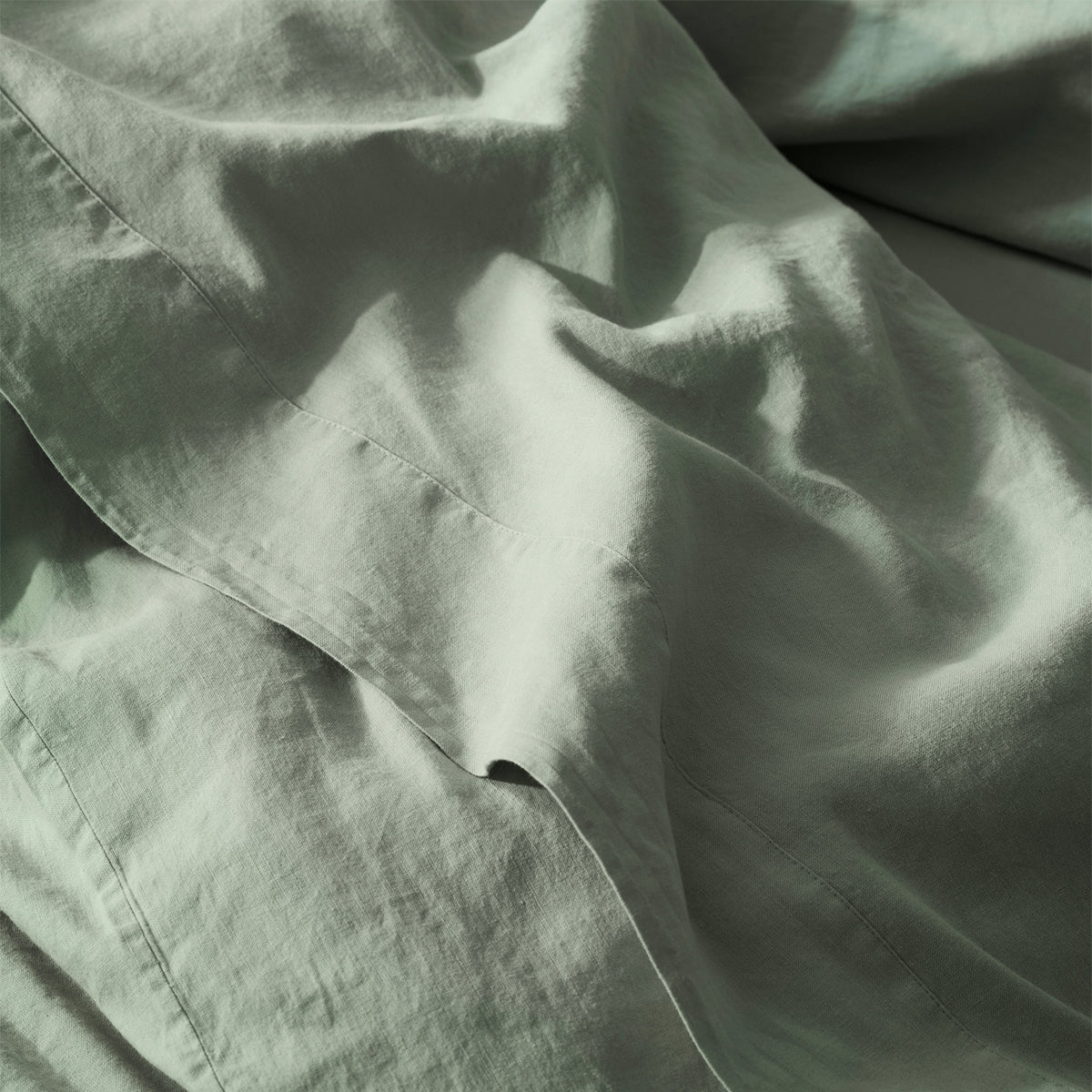 Sage Green 100% Linen Flat Sheet - Piglet in Bed US