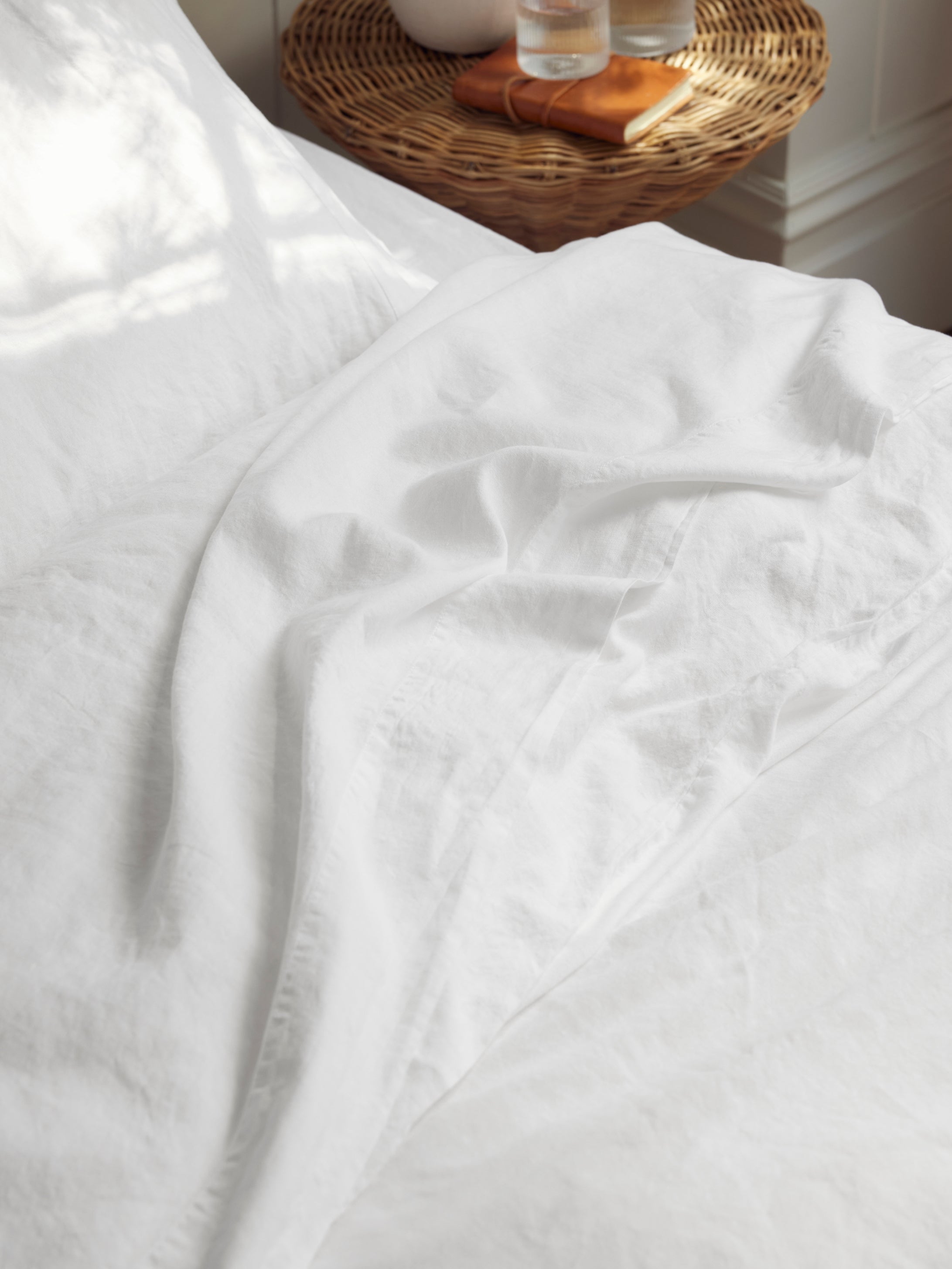 White 100% Linen Flat Sheet | Full
