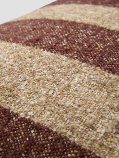 Mocha & Oatmeal Wide Stripe Wool Rectangle Cushion Cover