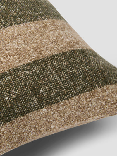 Fern Green & Oatmeal Wide Stripe Wool Rectangle Cushion Cover - alternate image