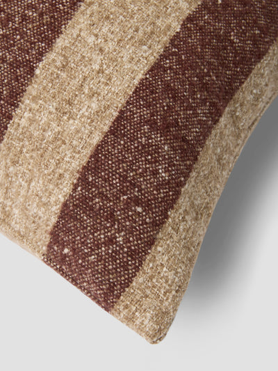 Mocha & Oatmeal Wide Stripe Wool Square Cushion Cover - alternate image
