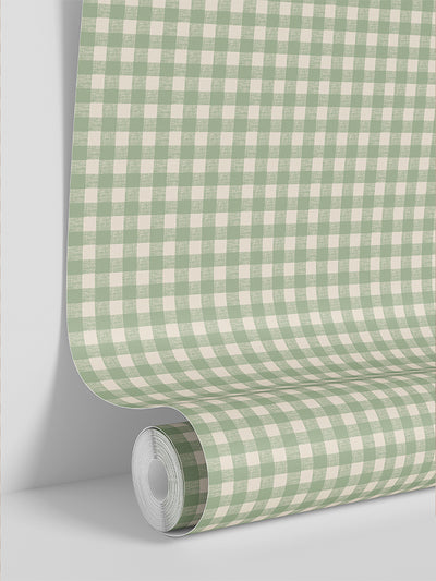 Winter Sage Gingham Wallpaper