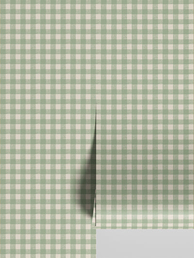 Winter Sage Gingham Wallpaper
