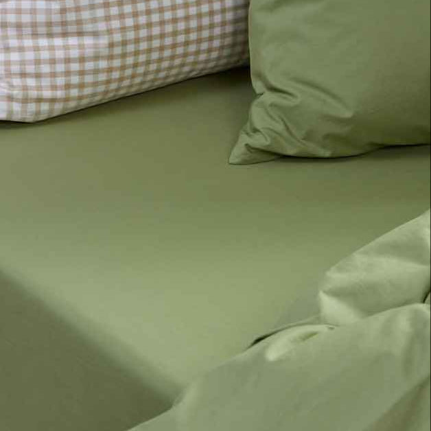 Pear and Cafe Au Lait Gingham  Washed Cotton Bedding