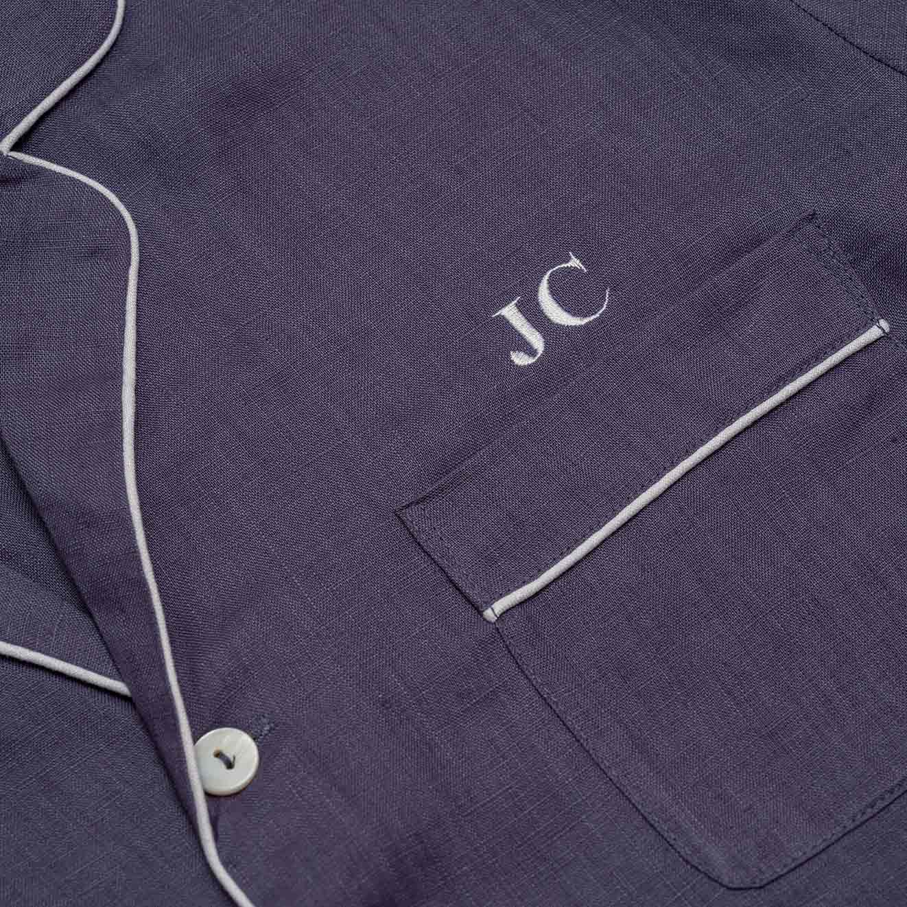 Monogramming - White on Blueberry