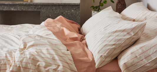 Piglet in Bed Blush Pink Slumber Stripe 100% Cotton Bedding