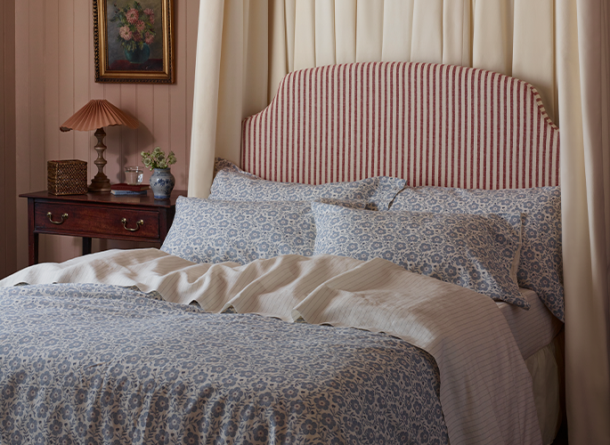 Dusk Blue Folk Floral