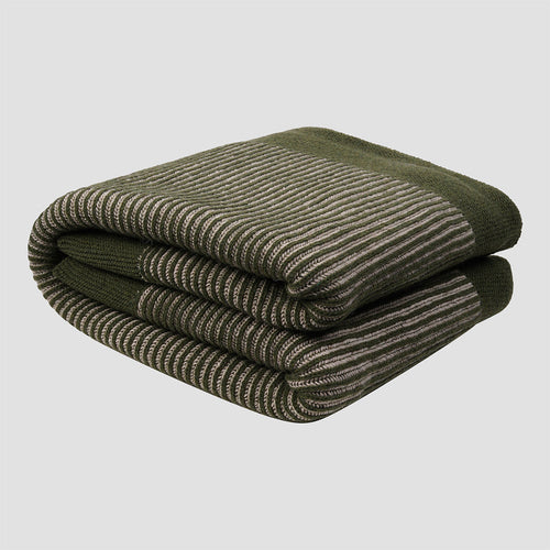 Cedar Green Striped Knitted Throw