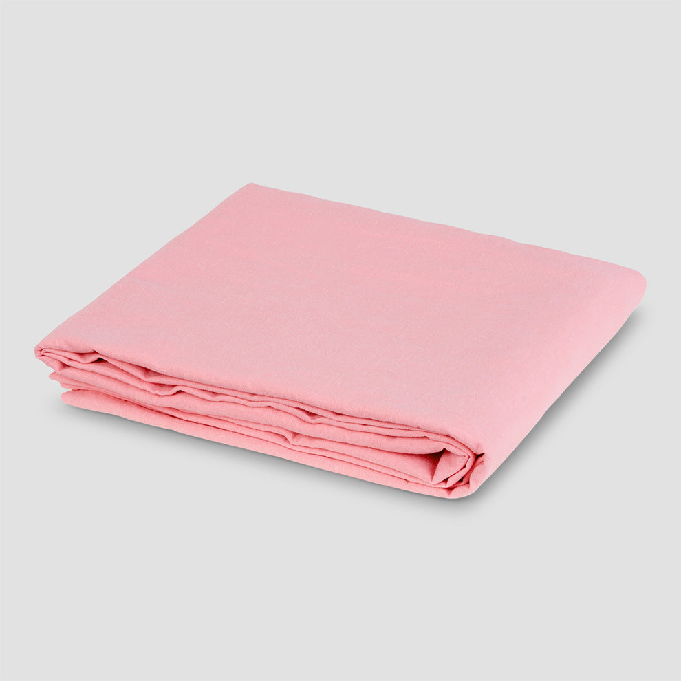 Pink Bloom Linen Blend Flat Sheet Piglet in Bed US