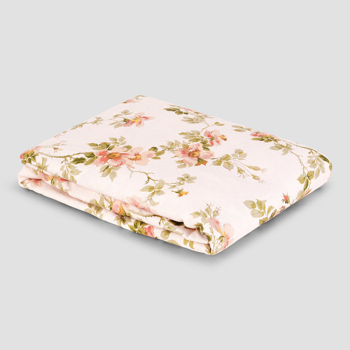 Cream Pastel Field Rose Linen Blend Sheet Set